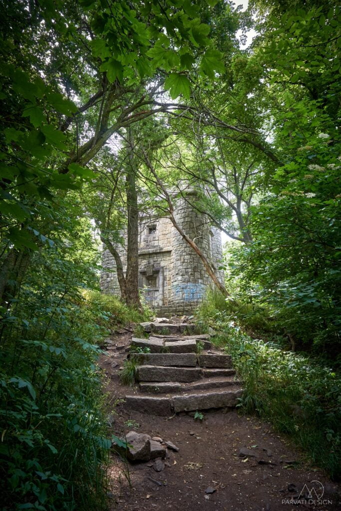 Wieża Bismarcka pośród drzew